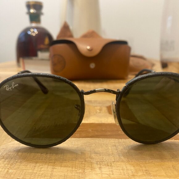 Custom Ray-Ban Leather Round Sunglasses - Picture 2 of 5